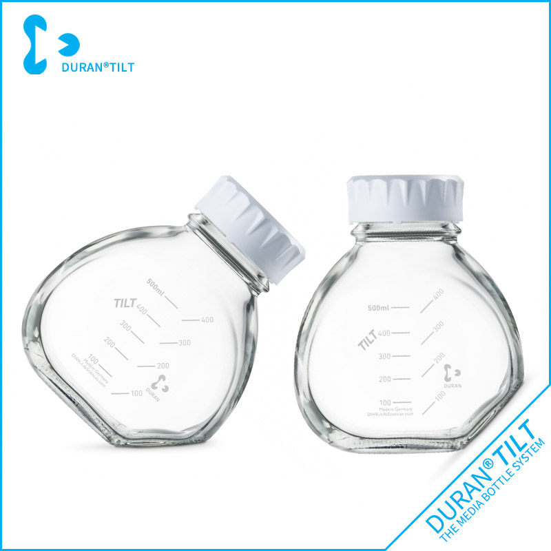 DUARN 肖特TILT可侧倾试剂瓶 500ml 耐高温双面刻度GL56丝口试剂瓶