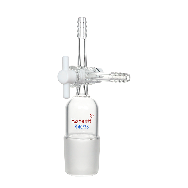 翌哲 玻璃活塞抽气接头弯头具T形三通二通抽气头接塞14/19/24/29/#口聚四氟乙烯活塞阀 实验室弯接管塞导气管