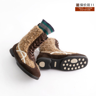 【4.5折】AnOther Project Achilles羊毛系带圆头麂皮中筒短靴子