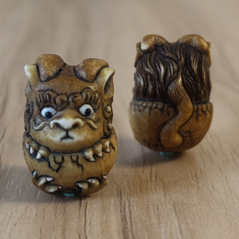 鹿角整料精雕龙蛋宝宝文玩配饰