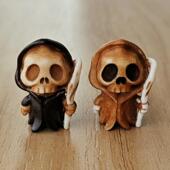 鹿角根付骷髅死神文玩DIY手串配珠背云三通手机挂件钥匙扣万圣节