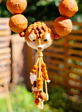 鹿角根付三足金蟾文玩手串配饰diy三通隔珠顶珠腰珠编绳挂件吊坠