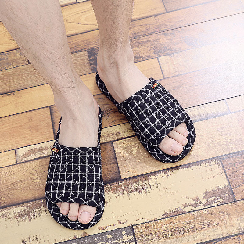 拖鞋棉布布底静音一字拖舒适室内