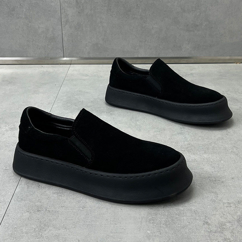 潮牌真皮豆豆鞋男2026春秋新款透气磨砂皮懒人一脚蹬乐福男鞋子,流行男鞋,乐福鞋（豆豆鞋）,淘宝优惠券,粉丝福利购,淘宝优惠卷