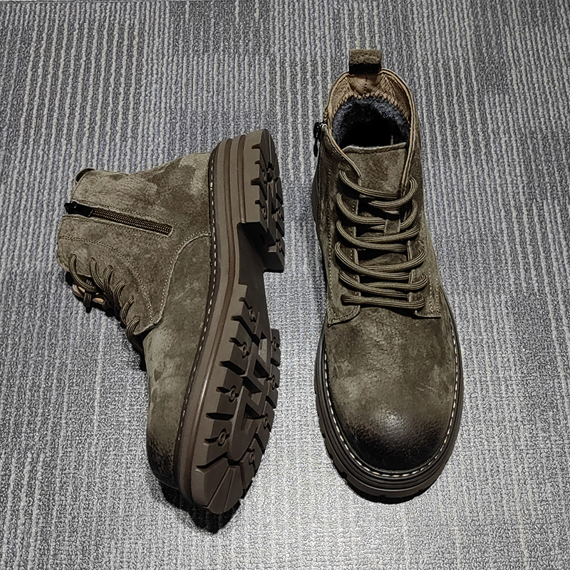 春秋马丁靴男真皮英伦风侧拉链