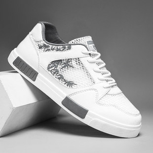 男鞋夏季2026新款透气薄款网面运动厚底小白板鞋休闲防滑防臭网鞋