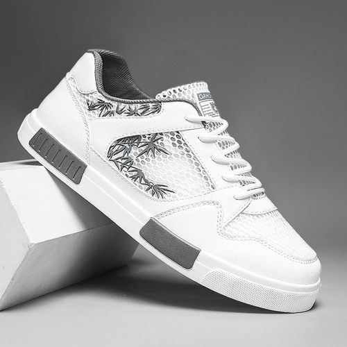 夏季男透气网面厚底小白板鞋