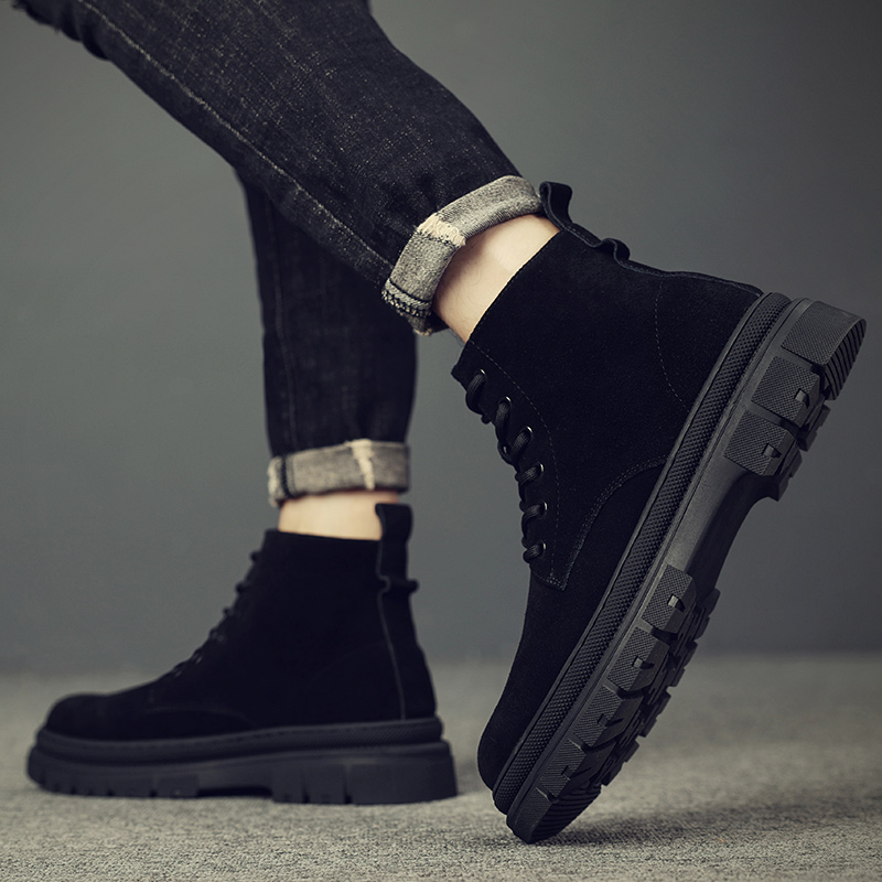 潮靴短靴高帮鞋男翻毛皮靴男靴