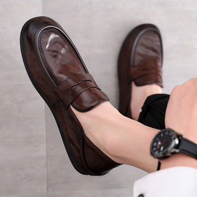 男士真皮软底一脚蹬商务豆豆鞋