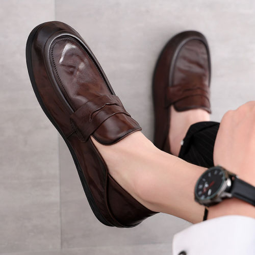 男士真皮软底一脚蹬商务豆豆鞋