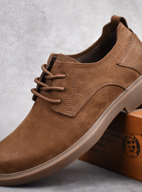 真皮男鞋2025年秋季新款美式潮牌复古休闲软底皮鞋男士厚底工装鞋