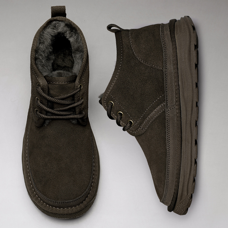 皮毛一体高帮休闲羊毛大棉鞋男