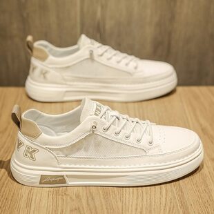 小白男鞋2026夏季新款透气防臭网面鞋子休闲平底板鞋男士运动潮鞋