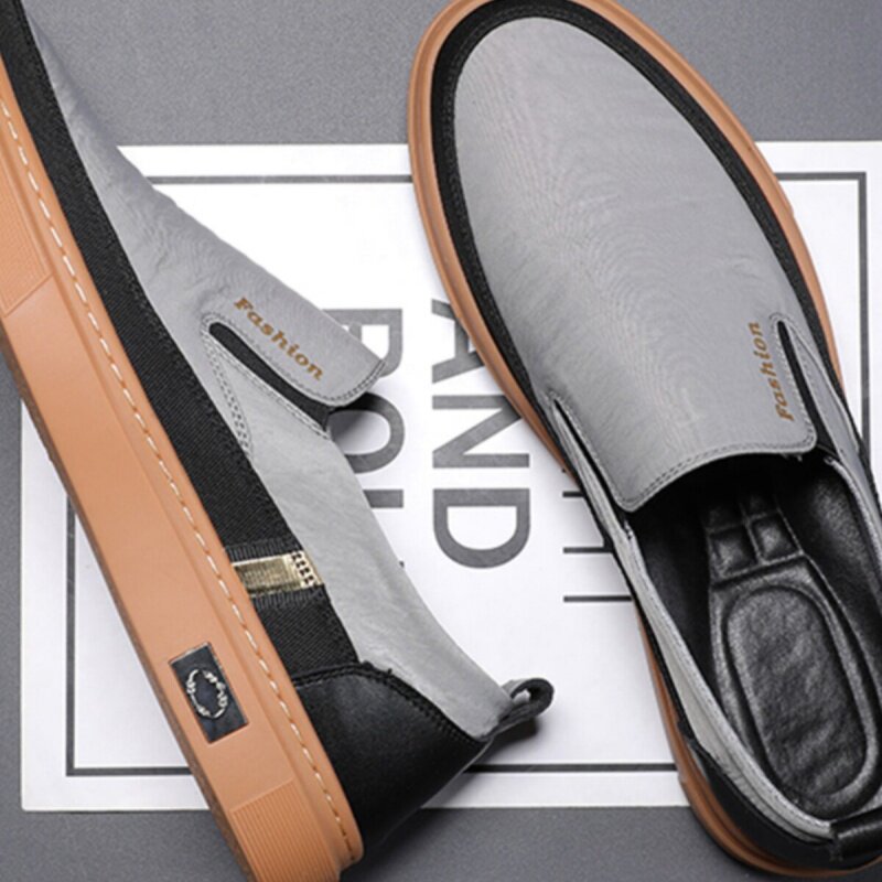 帆布鞋男2026春秋新款老北京牛筋底布鞋男灰色一脚蹬透气休闲男鞋