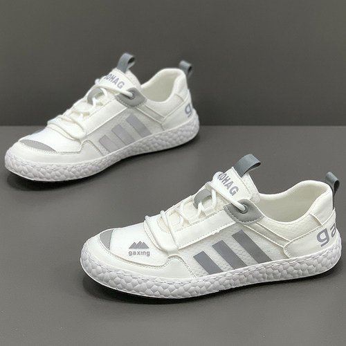 三条杠男鞋轻便透气网面运动鞋