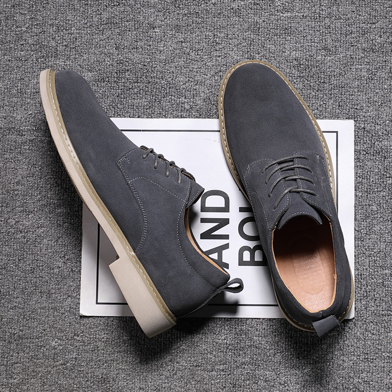 男鞋2025秋季新款百搭英伦风低帮真皮马丁靴男磨砂反绒皮休闲皮鞋