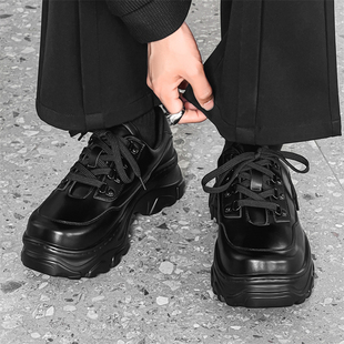 真皮男鞋2025年秋季美式潮牌痞帅老爹鞋男士厚底增高休闲百搭皮鞋