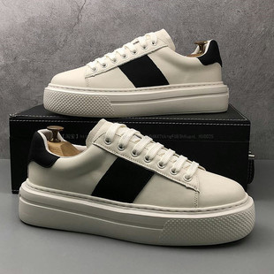 男鞋2026新款厚底小白鞋百搭冬季真皮透气简约奢侈休闲板鞋男士
