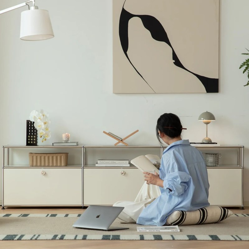 usm电a视柜中古模块组合电视柜ins不锈钢储物收纳柜简约床头柜书