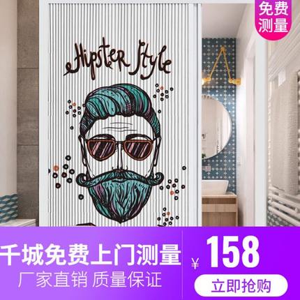 干湿分离折叠推拉门门帘门浴室卫生间隔断洗澡浴御霄隔断防水防霉