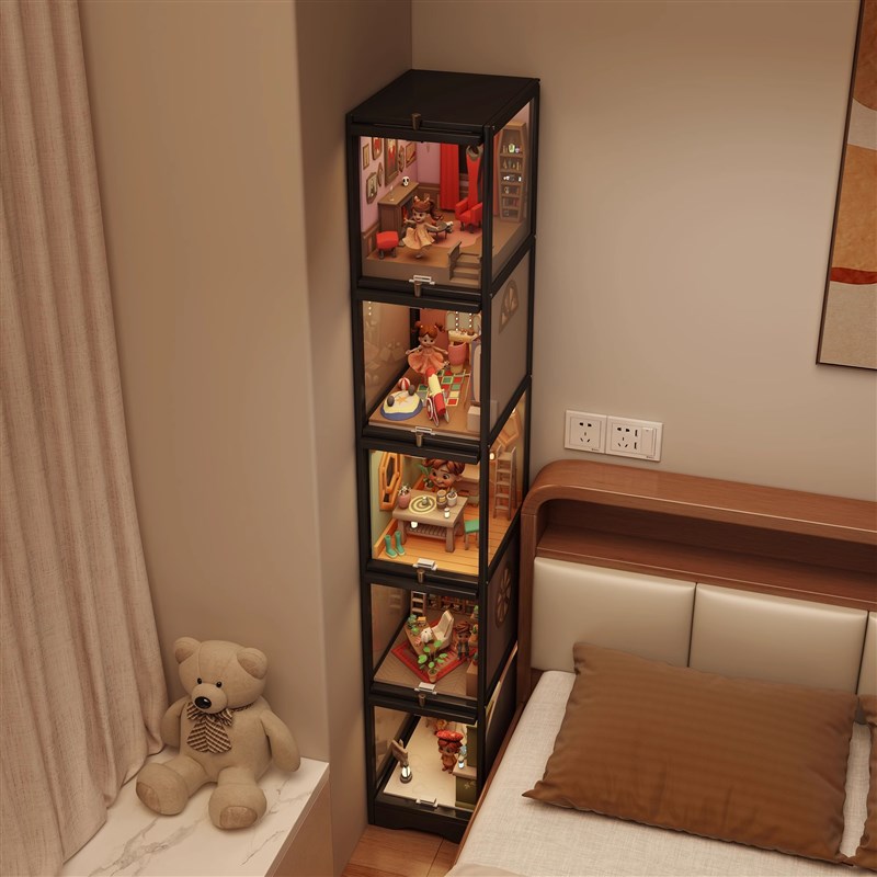 微缩小屋展示柜diny适用若来超级世界迷你屋模型防尘收纳手办柜子