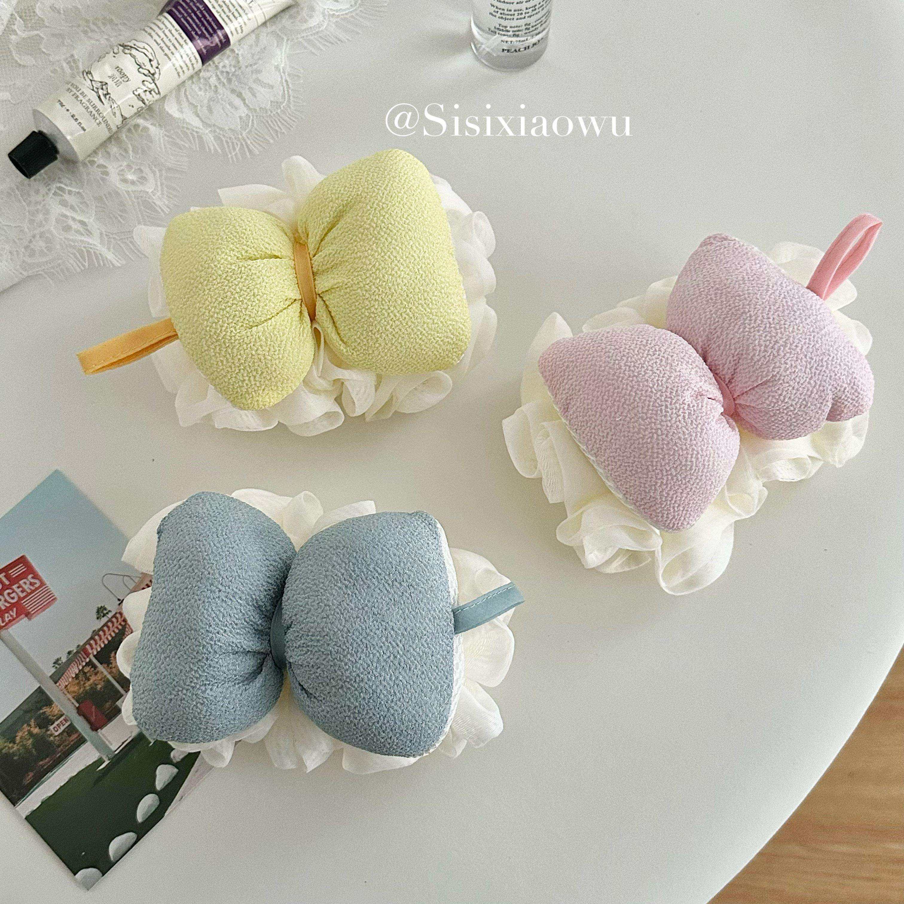 /蝴蝶结沐浴球/少女心搓澡球高颜值家用搓操巾创意二合一柔软浴花