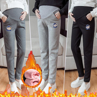 春秋冬季 孕妇装 外穿时尚 托腹长打底裤 休闲加绒加厚宽松大码 孕妇裤