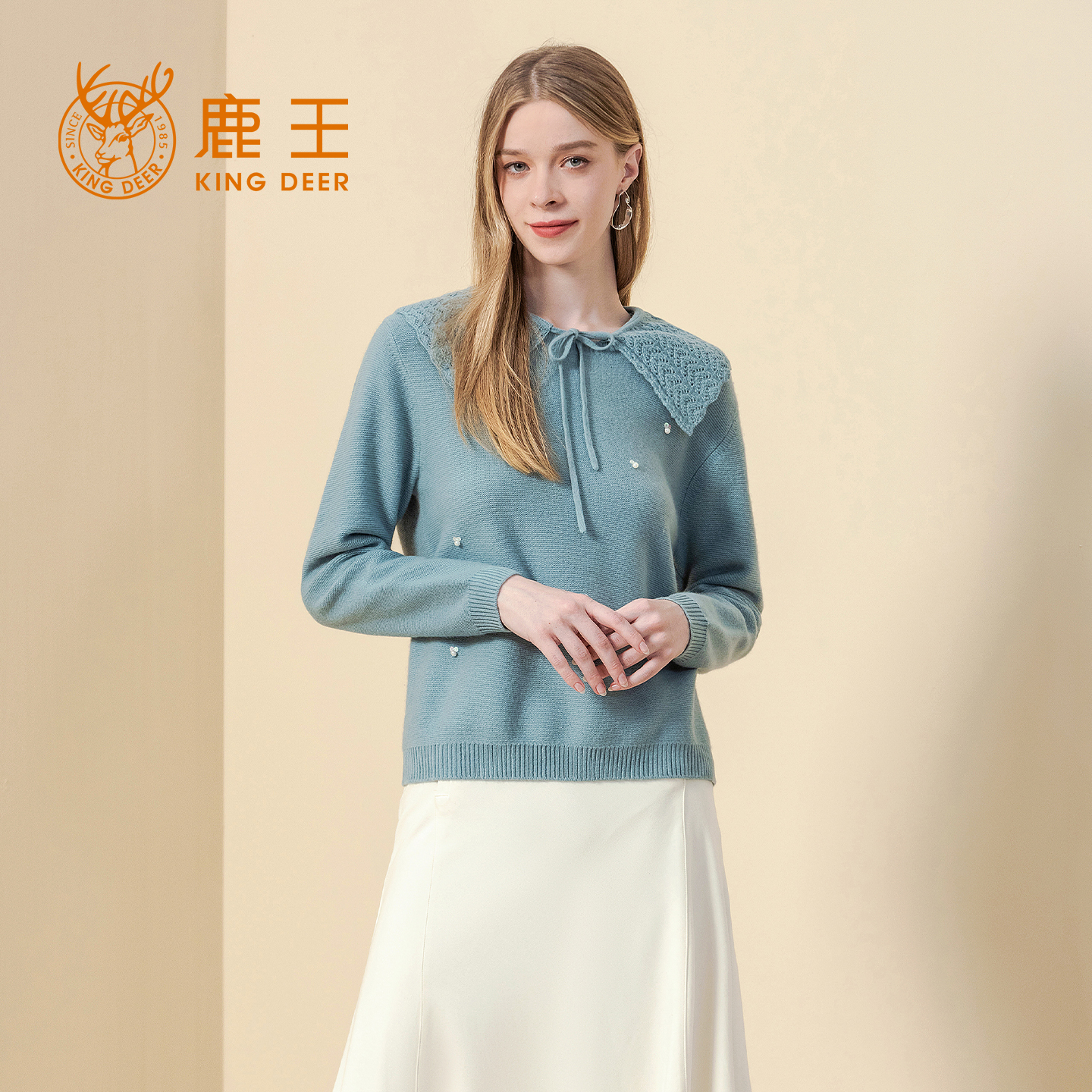 羊绒衫KingDeer/鹿王娃娃领女士
