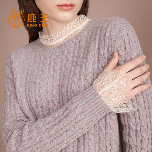 羊绒衫女士圆领变化组织女套衫