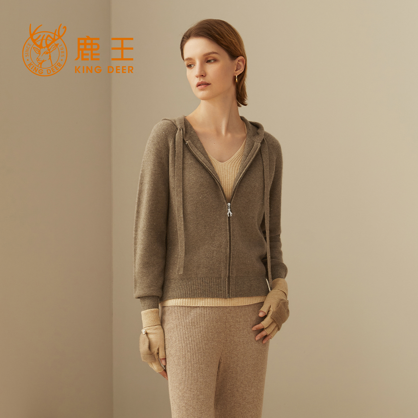 鹿王山羊绒女士开衫24新款外套
