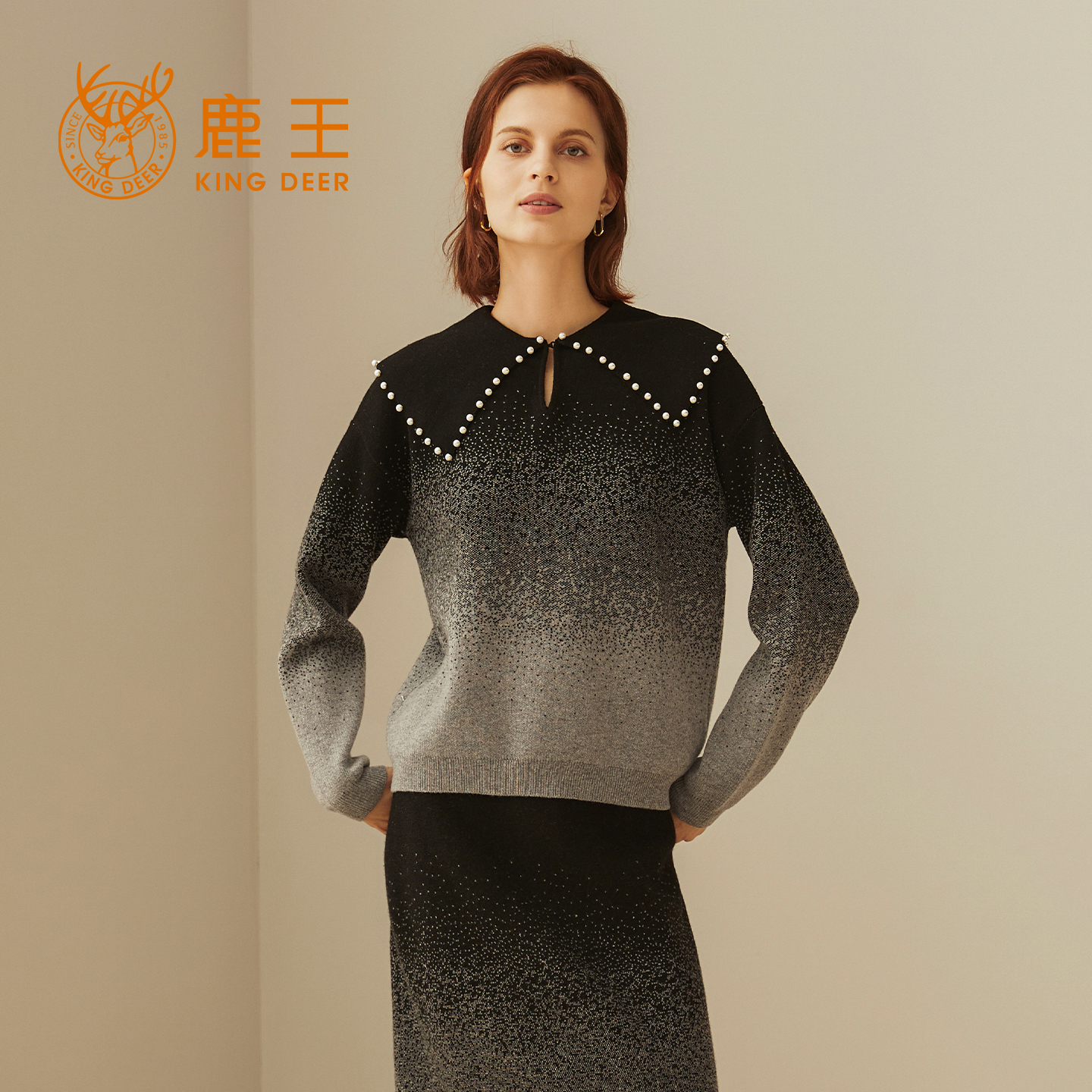 鹿王渐变色针织女士山羊绒24新款