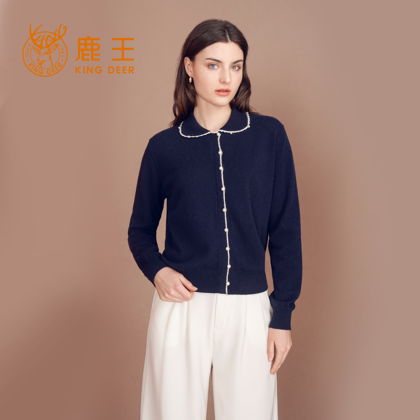 羊绒衫女士翻领平面组织百搭套衫