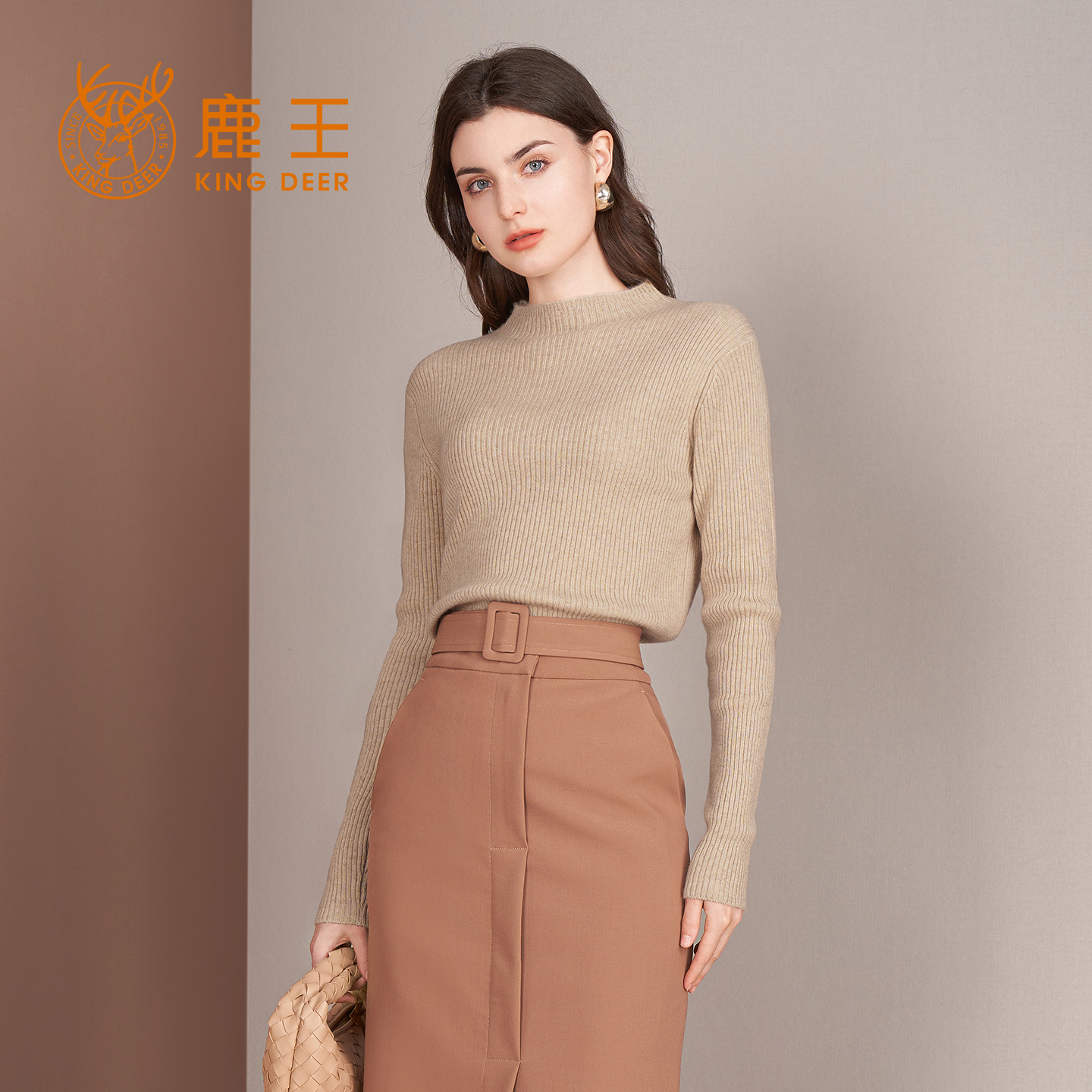 羊绒衫女士瓶颈领变化组织女套衫