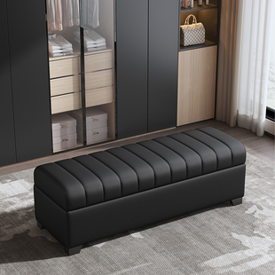 轻奢真皮换鞋凳衣帽间长条凳客厅沙发凳服装店休息凳卧室床尾凳