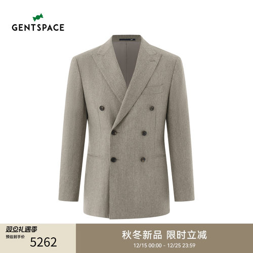 GENTSPACE2025秋冬新品双排扣戗驳领男士西装外套商务羊毛单西