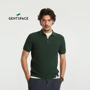 夏季 休闲 商场同款 男士 polo衫 新款 GENTSPACE 竖条肌理短袖