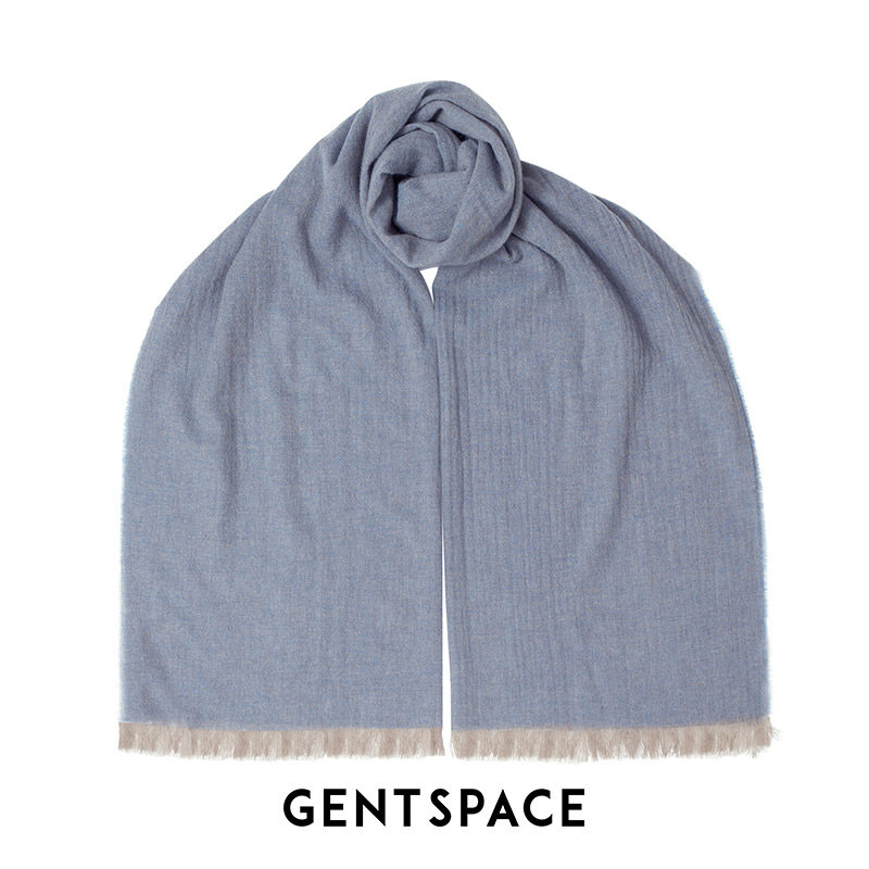 GENTSPACE浅蓝色羊绒围巾