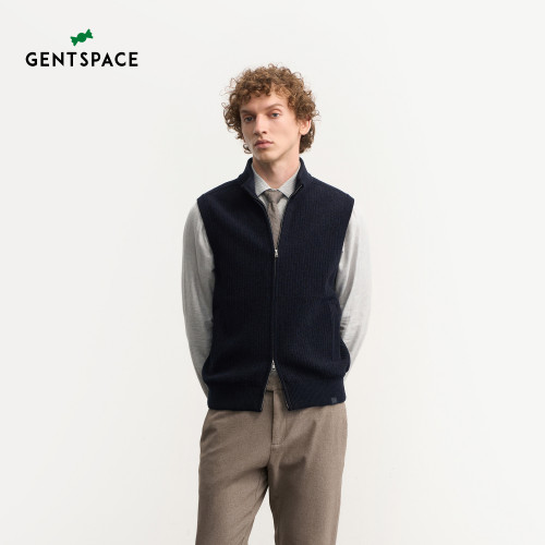 GENTSPACE2026年秋季新品小立领混纺无袖拉链时尚针织马甲男款