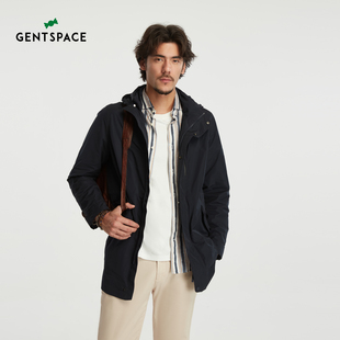 GENTSPACE春季 商务通勤易搭易打理 可拆卸连帽风衣外套男士