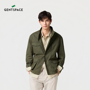 休闲夹克 斜纹棉弹混纺立领微落肩派克男士 GENTSPACE2026春季 新品