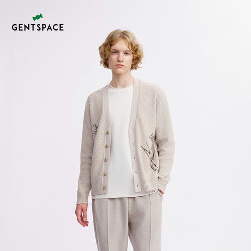 GENTSPACE春夏新品刺绣时尚休闲松弛针织开衫上装