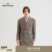 新品 浅咖色绵羊毛双排扣西装 GENTSPACE 秋季 怀旧仪式 感系列