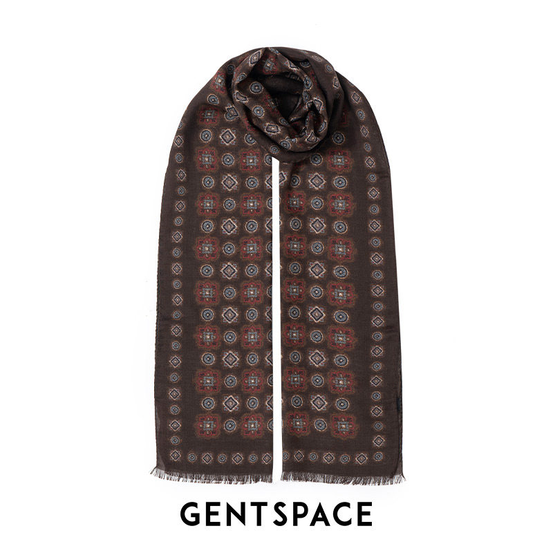 GENTSPACE深咖色绵羊毛围巾