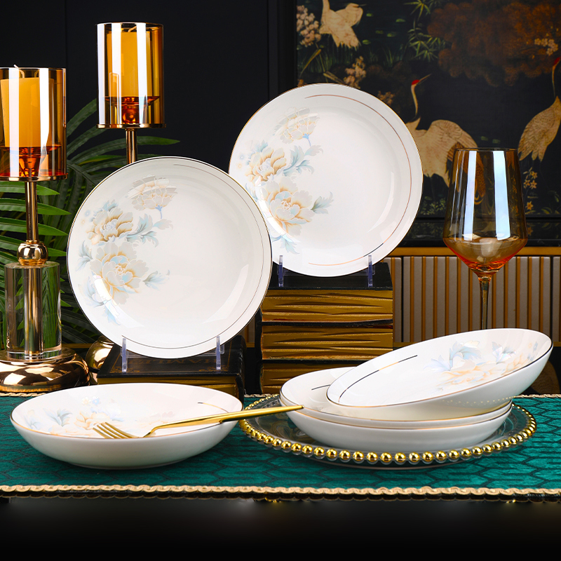 2025新款创意盘子菜盘家用景德镇陶瓷餐具碟子饭盘汤盘深盘水果盘