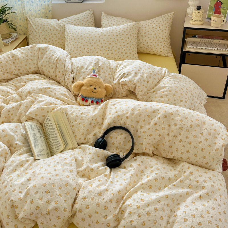 A类双层纱四件套床上用品水洗棉被套小碎花床单宿舍三件套床笠款4,床上用品,床品套件/四件套/多件套,淘宝优惠券,粉丝福利购,淘宝优惠卷