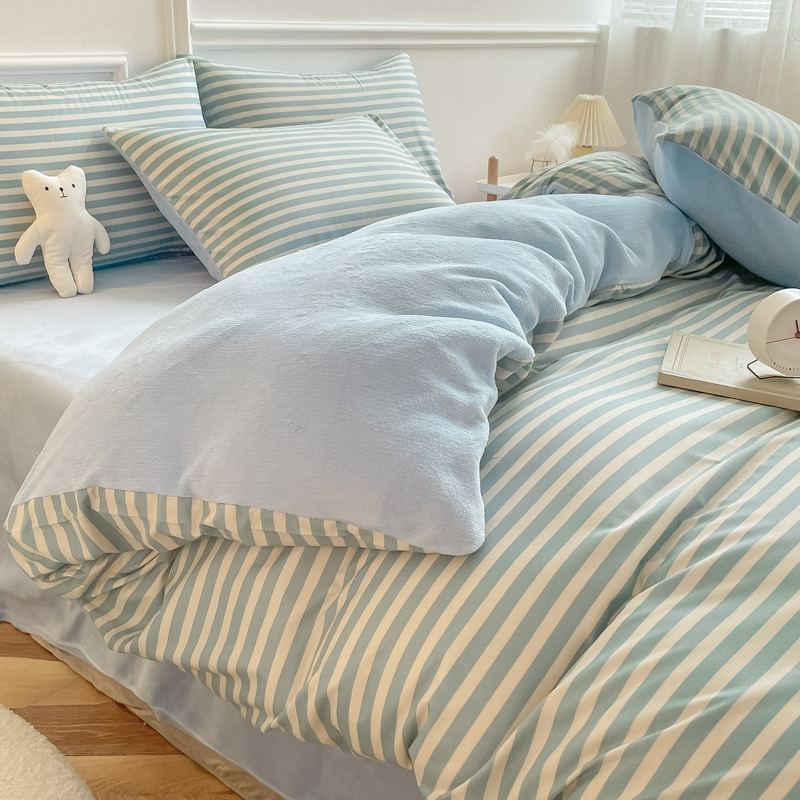 冬季牛奶绒床上四件套ab面磨毛