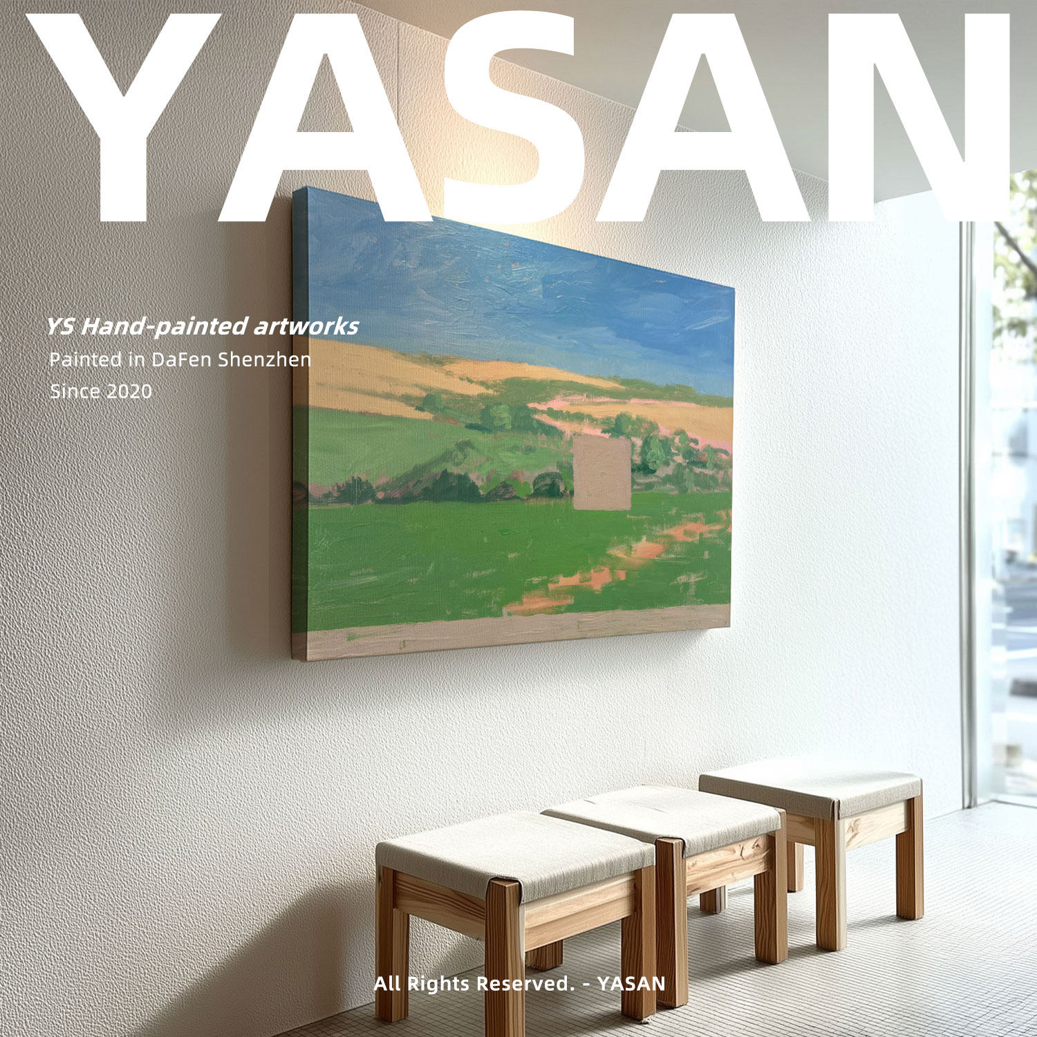 YASAN 田园风手绘风景肌理油画现代客厅卧室装饰画小众大幅横版画,家居饰品,油画,淘宝优惠券,粉丝福利购,淘宝优惠卷