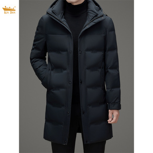 金盾男士中长款羽绒服中青年连帽修身加厚保暖商务休闲羽绒外套潮