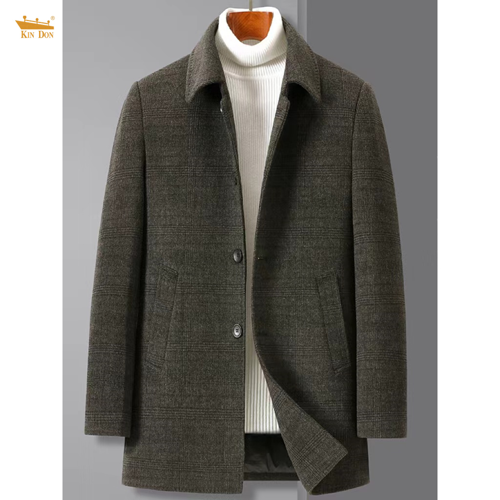 金盾中长款秋冬羽绒内胆毛呢大衣