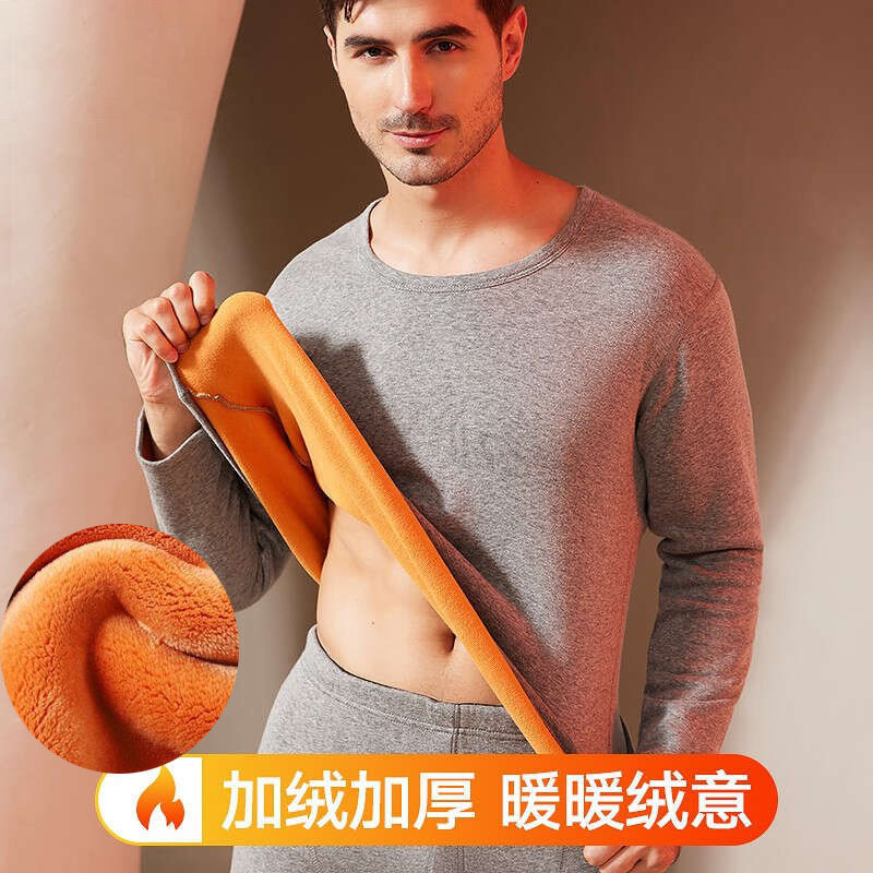 두꺼운 벨벳 따뜻한 정장 남성 겨울 라운드 넥 바닥 속옷 골드 벨벳 슬림 이너웨어 가을 옷 가을 바지 남성 유행